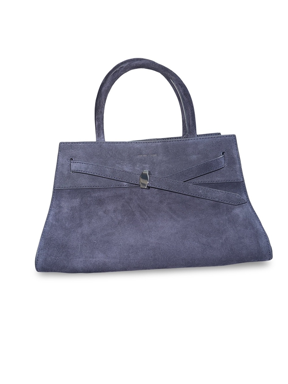 Veronica Beard Navy Suede Top-Handle Satchel